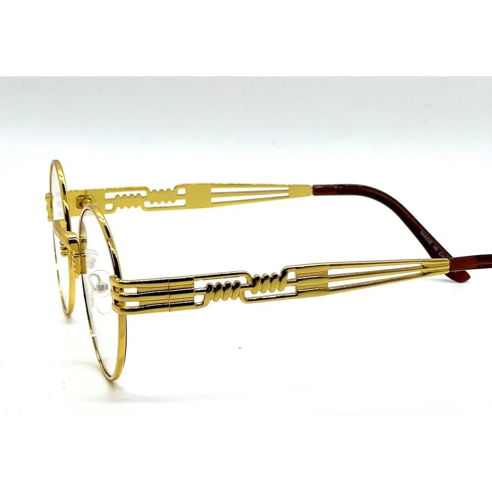 Gold‎ Round Clear Glasses Steampunk Hip Hop Sunglasses Men's Fashion Eyewear New
